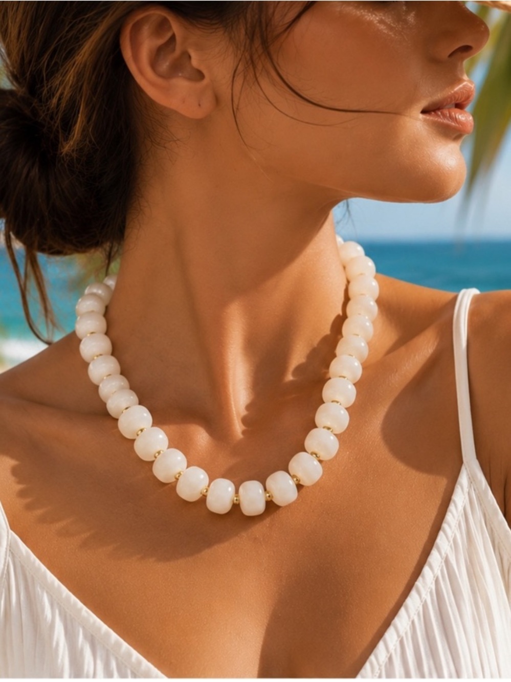 Ivory Riviera Gold Accent Beaded  Necklace
